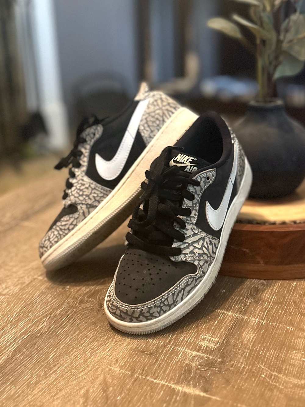Nike Low Top Sneakers in Black, White and Grey Elephant Print